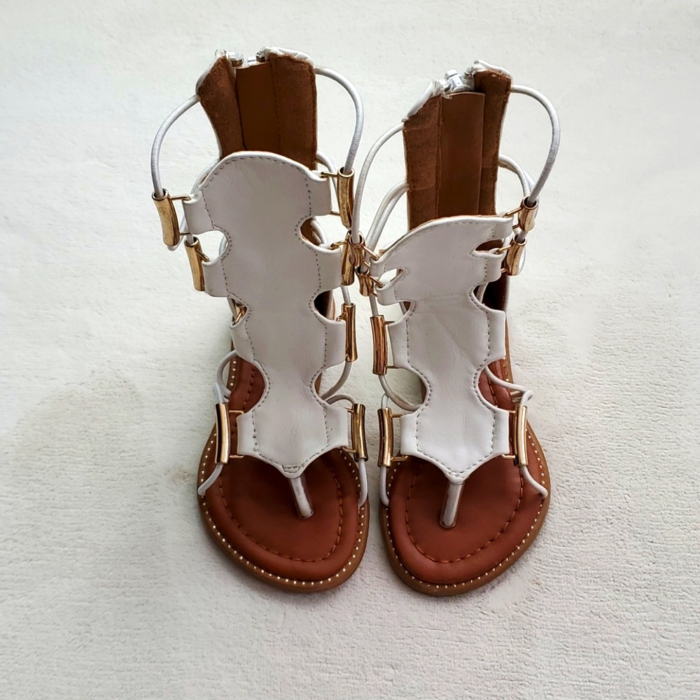 White and Gold Strappy Sandals